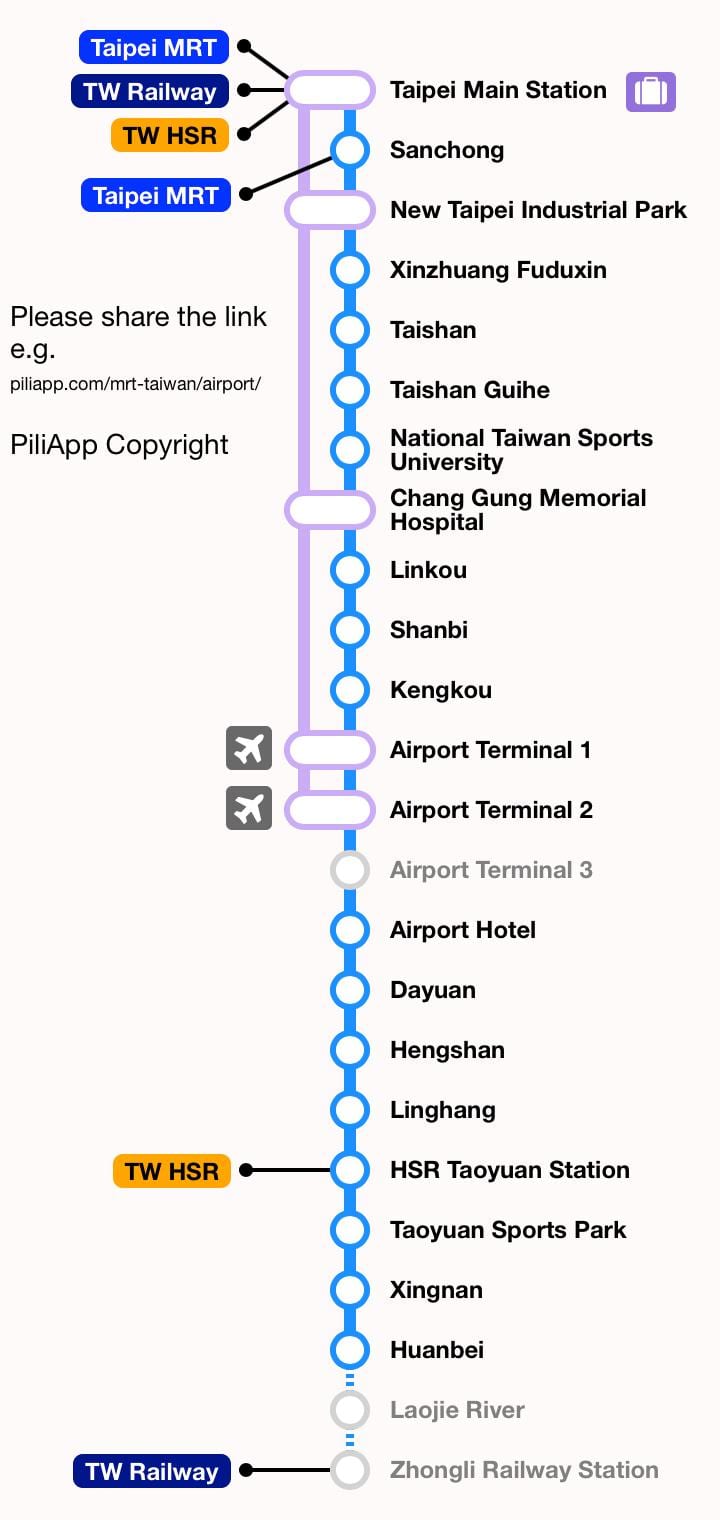 ताइपे एमआरटी नक्शा taoyuan हवाई अड्डे