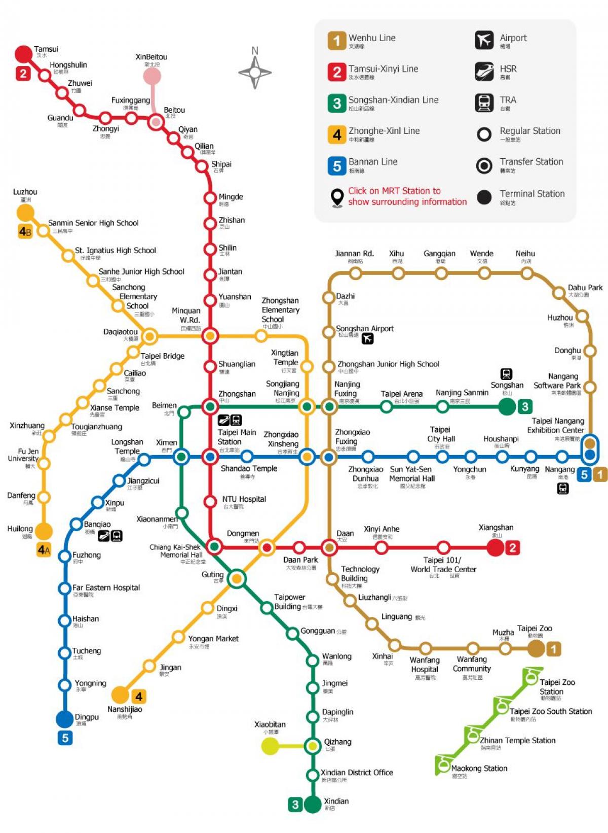 ताइपे मेट्रो स्टेशन का नक्शा