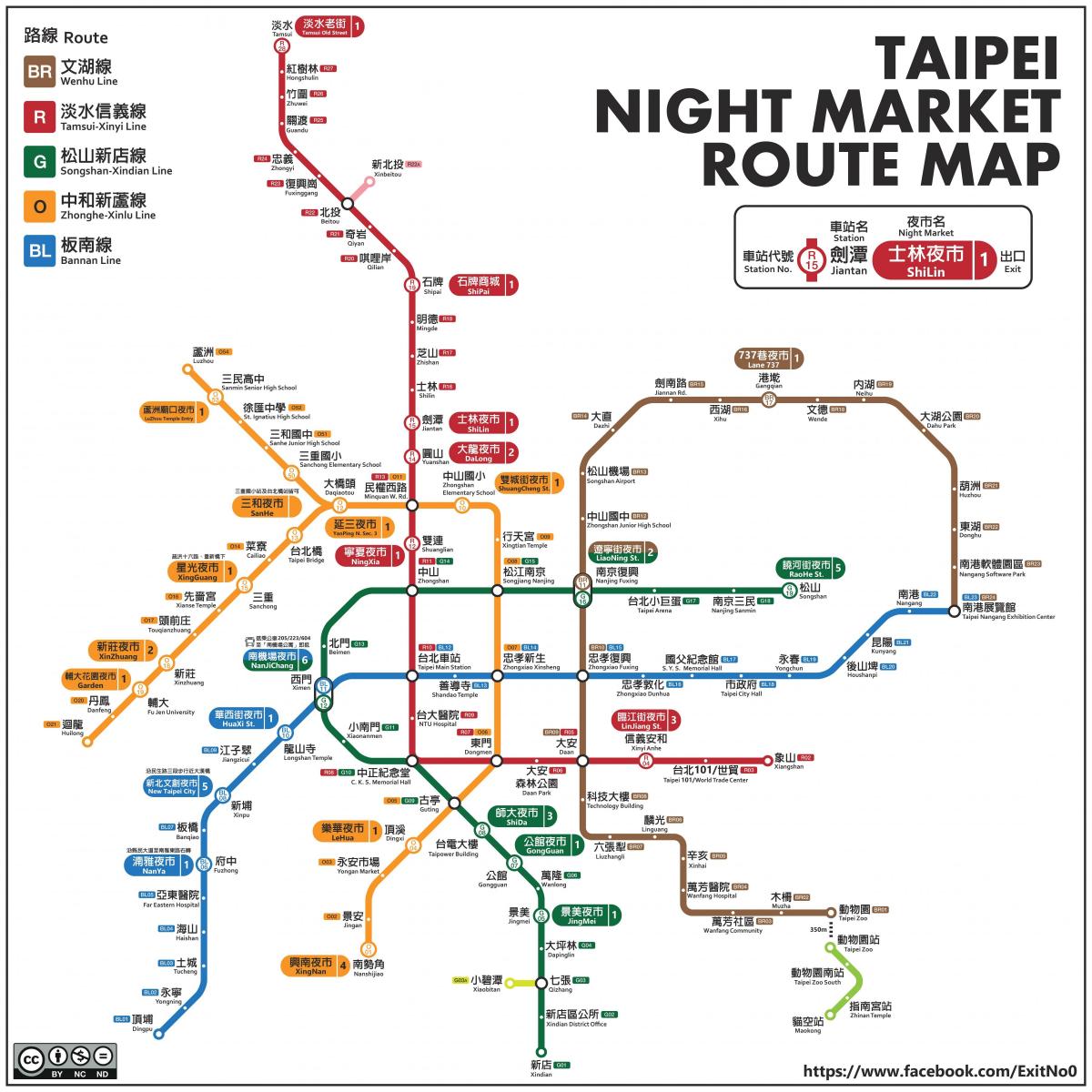 नक्शा ताइपे की रात बाजार