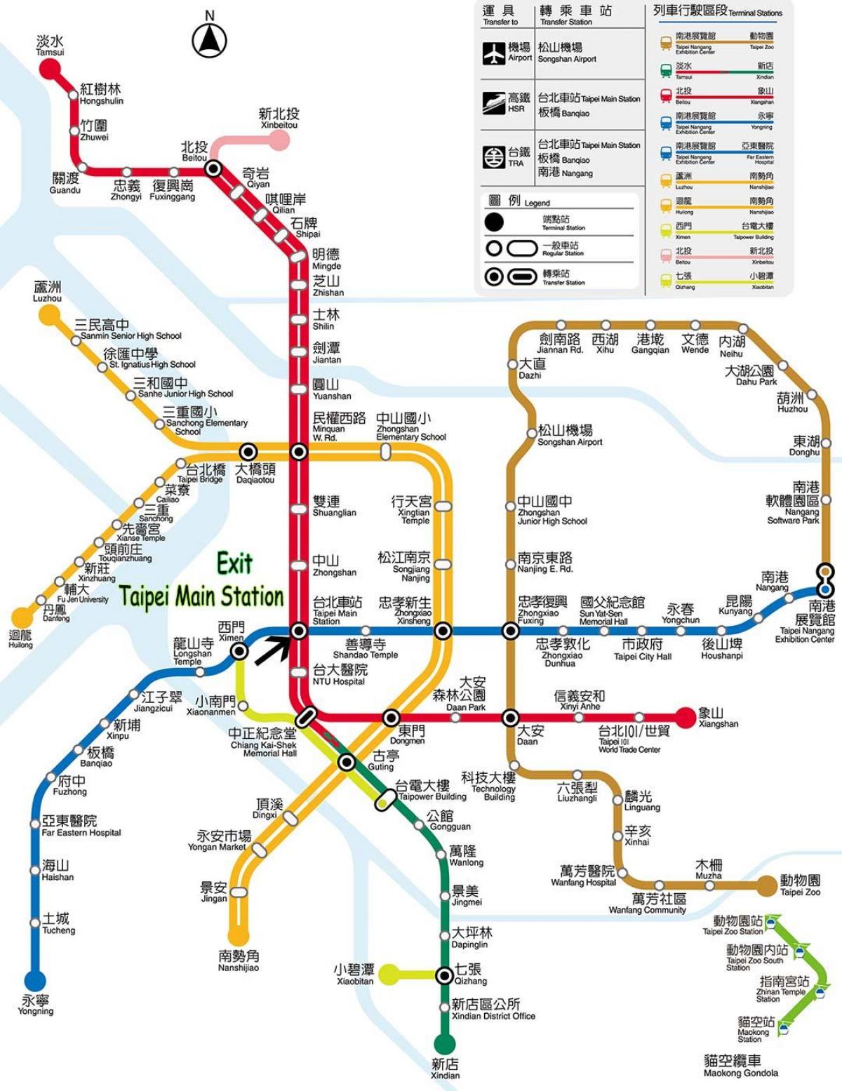 नक्शे के ताइपे बस स्टेशन