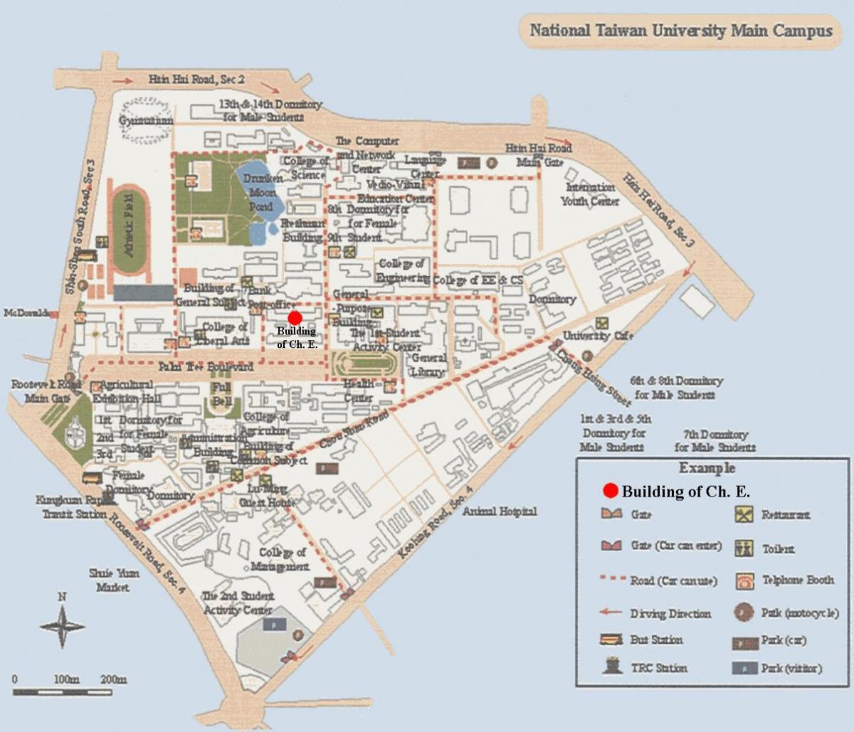 नेशनल ताइवान विश्वविद्यालय कैम्पस का नक्शा